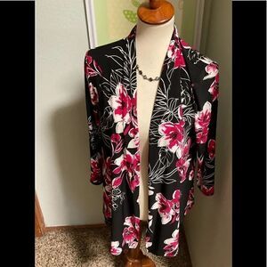 NWT Kasper Open Cardigan Black, Pink & White Size M # C65